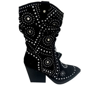 Very G women's Sz 10M stellar studded Crystal Boots Nightclub Dance Dress Slouch